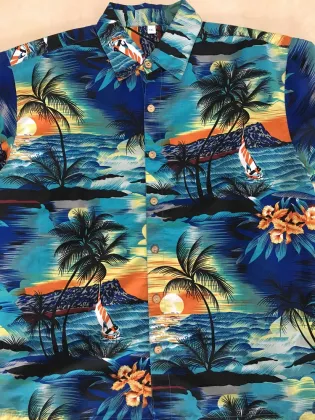 Polyester printing seaside hawaii shirt