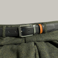 Business Casual Double sided Black&Orange Leather Belt