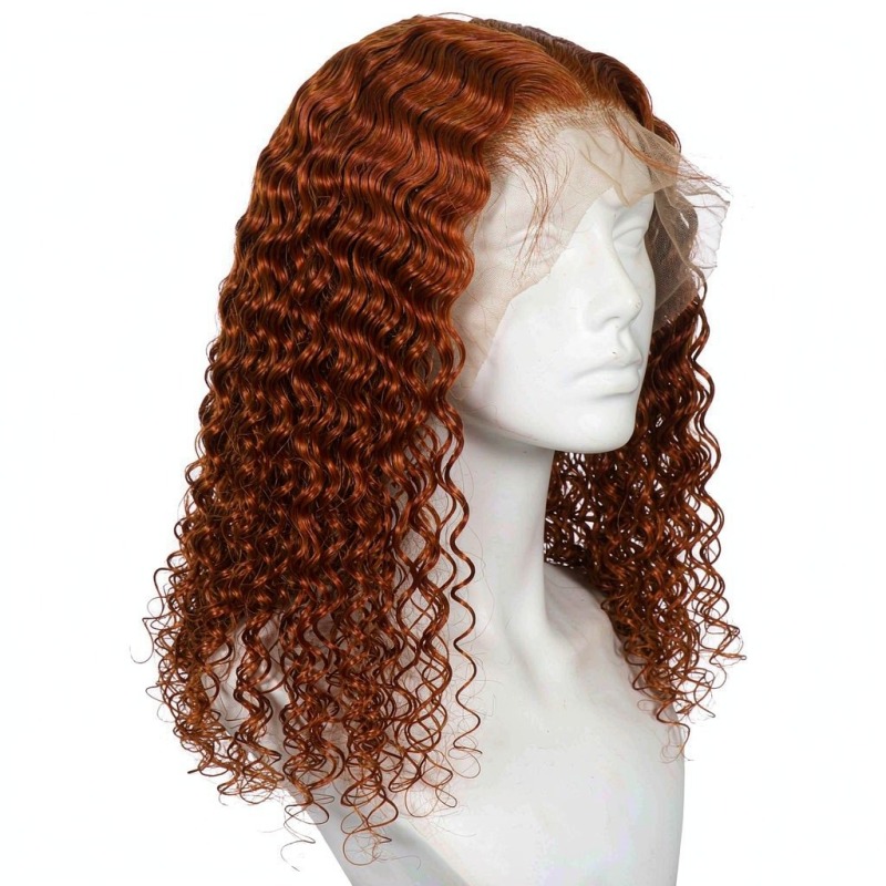 #350 Copper Red Water Wave 13x4 Lace Front Wig 100% Human Hair