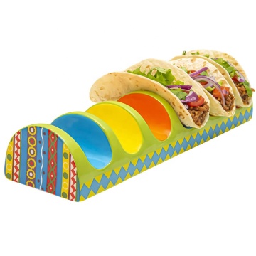 Ceramic Taco Holder Stand - Colorful Handmade with 6 Dividers