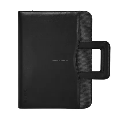Luxury Artist Leather Zipper Calculator Portfolio with 3 Ring Binder