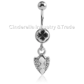 Kirurgisk stålkål Katana Belly Rings Dangling-Shield