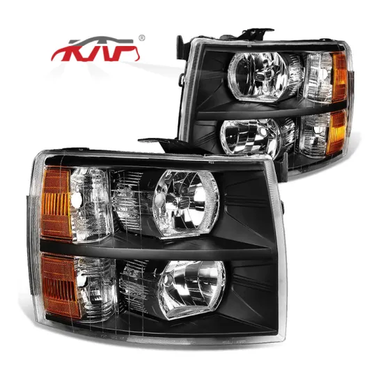 GM2503280 GM250228 Black Housing Amber Reflector Head Lamp Lights for Chevy Silverado 2007-2013