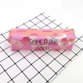 Transparent waterproof cat pattern pink plastic pencil case