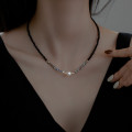 Wholesale Fashion Statement Jewelry Black Crystal Necklace