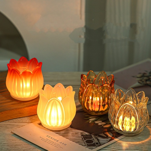 Frascos de vela de vidrio tulipanal personalizado premium