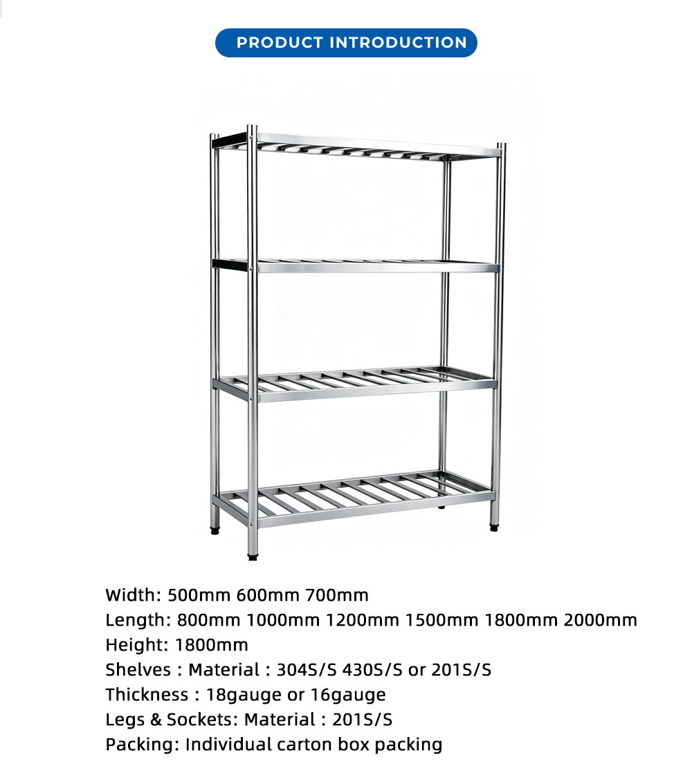 4-Tier Slatted Stainless Steel Storage Rack X