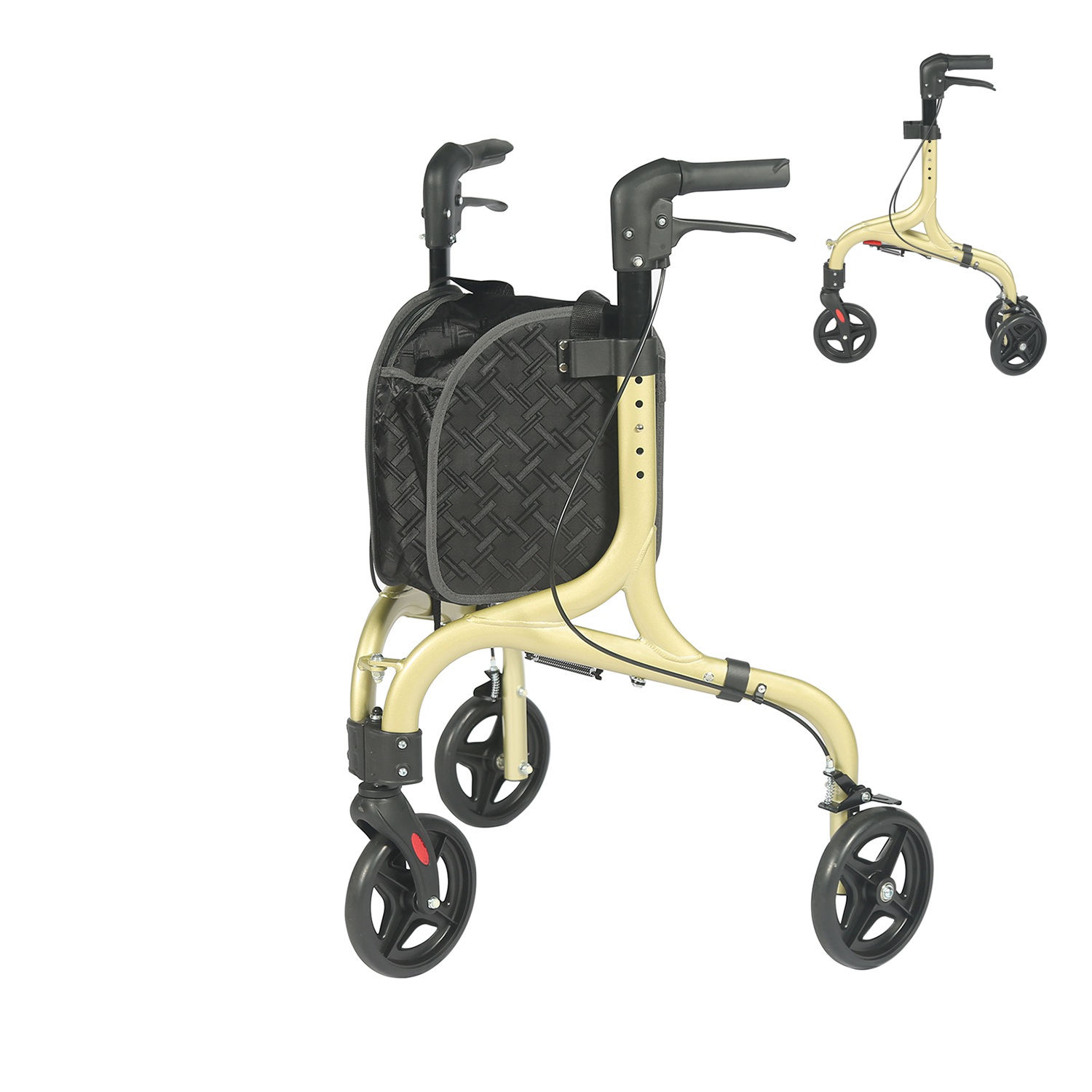 Medical 3 wheels Rollator Walker with shopping bag