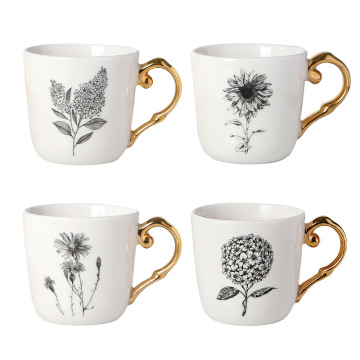 Nordic Simple Style Gold Handle Porcelain Mug for Sublimation