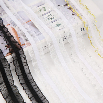 Hot Sale Gold Silver Fungus Glitter Lace Lace Elastic วงสายรัดสายเว็บ