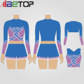 Corte e costurado a roupa de torcida azul sublimada