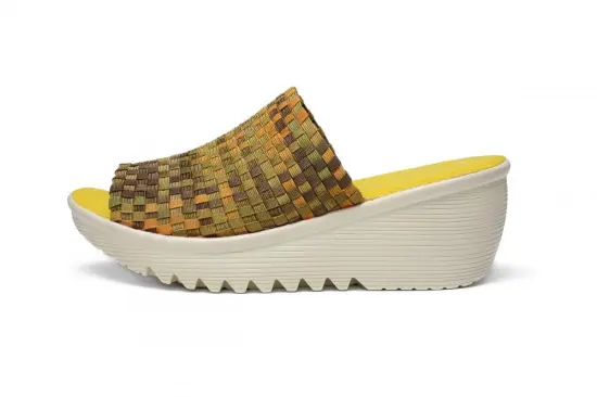 Yellow Casual Walking Summer Woven Slippers