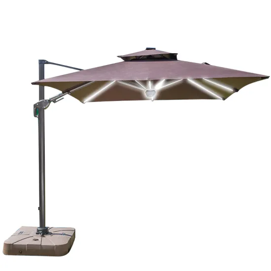 Solar Powered Roma Parasol: Wesunny 15 Ft Cantilever Umbrella with LED Lights