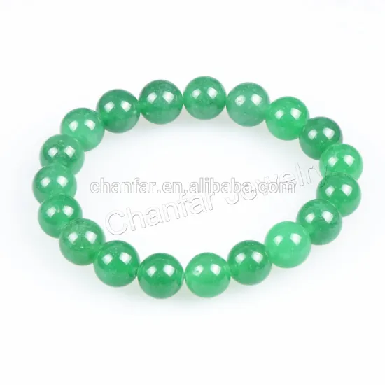 10mm green stone beads elastic bracelet for promotion gift