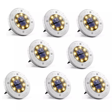 Stainless Steel Solar Garden Lights - 8 Pack LED Outdoor Lighting with Decorative Floor Lamp Application