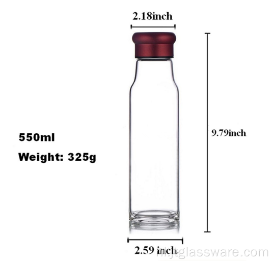 Handgemaakte waterfles van borosilicaatglas