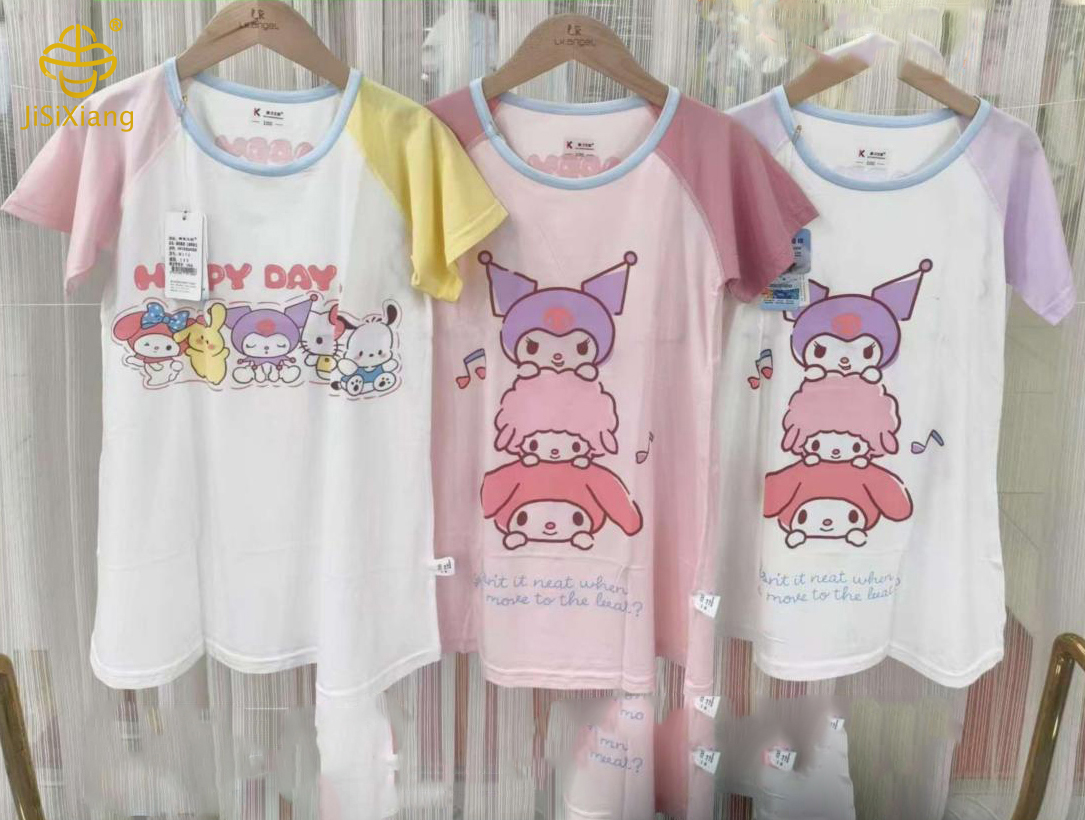 Cartoon Children's Bear Printed Short Sleeve T-shirt Set