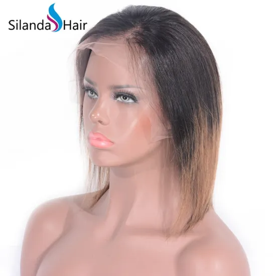 #1B-4-27 Straight 8" Brazilian Remy Human Hair Lace Frontal Wig