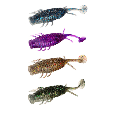 4 Colors 6pcs/bag Artificial Soft Popper Worm Lure T-tail 8g 90mm Lifelike Fishing Bait
