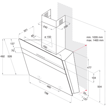 Hotpoint Extractor Hood Tempered Glass