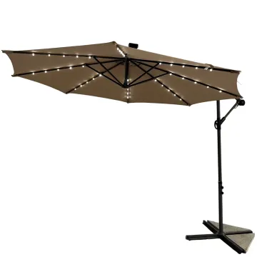 Banana Umbrella: Dia 3m Outdoor Patio Metal LED Cantilever Parasol Waterproof Garden Umbrella