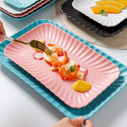 Nordic Rectangular Ceramic Sushi Plate Set