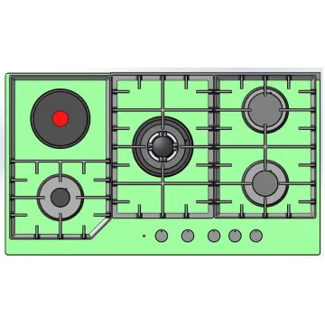 Built-In 4-Burner Hybrid Stove: 3 Gas, 1 Electric Infrared Induction Ceramic Cooker Hob