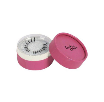Boîte ronde rose cils avec logo personnalisé