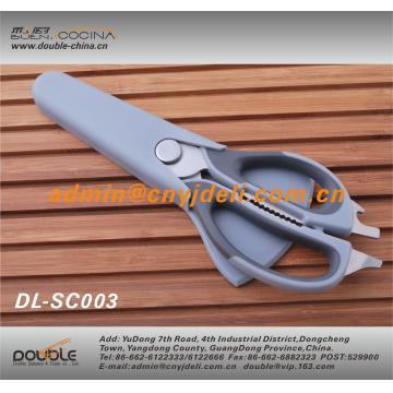 plastic multifunction kitchen scissors with plastic cover