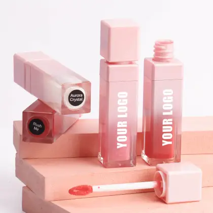 Customizable Pink Gradient Lipstick Tube with Water-Resistant and Non-Stick Formula