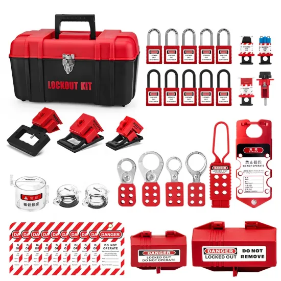 Personal Loto Lockout Tagout Kit with Switch Push Button Estops and Miniature Electrical Lockout Devices