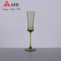 リブ付きガラス製品クリスタルグリーンワインカップガラスゴブレット