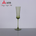 Ribbed glassware crystal green wine cup glass goblet