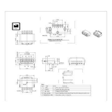 Female Waterproof 90 SMT H=6.65