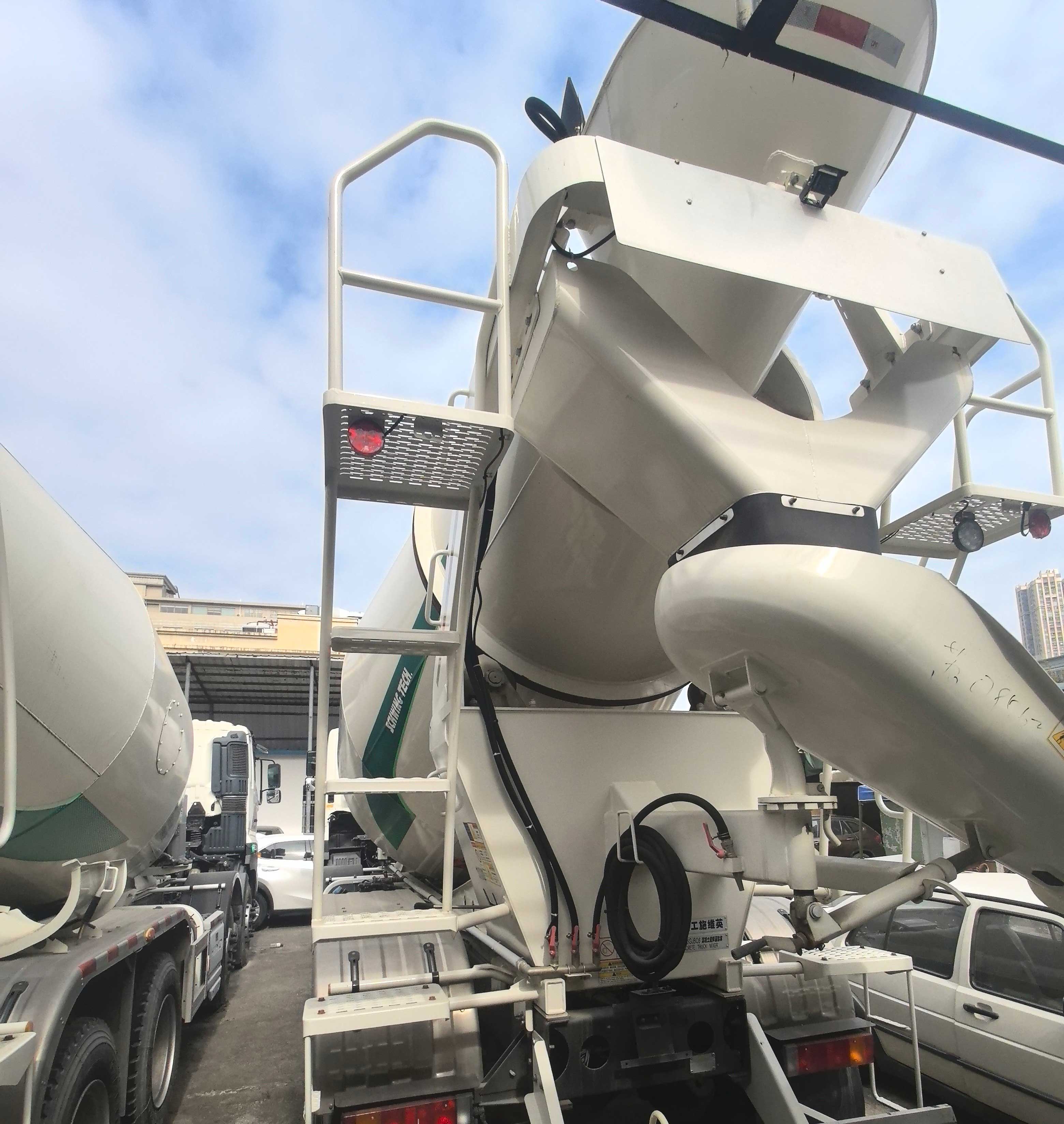 The back of the concrete mixer truck The back of the concrete mixer truck