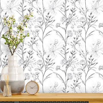 Self Adhesive Roll Contact Paper - Floral Wallpaper for Kitchen Bathroom Cabinets Decoration