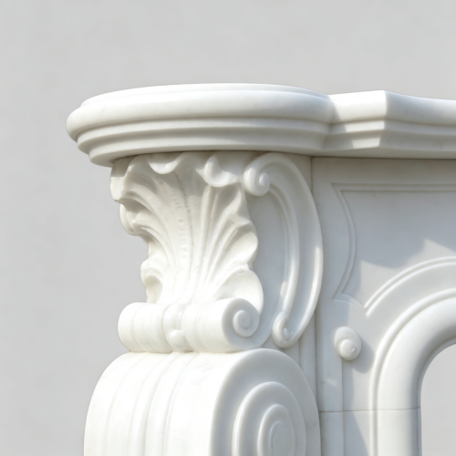 French White Resin Mantel with Rosette
