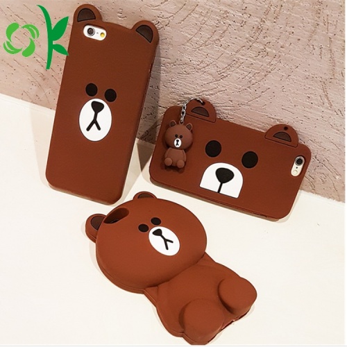 3d Silicone Phone Case Brown Bear Design 3D Silicone Cell Phone Case Factory