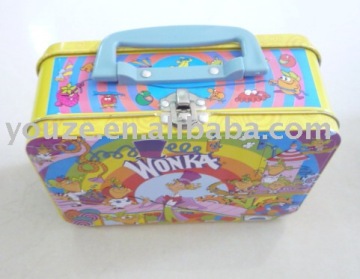 Square metal tin with plastic handle
