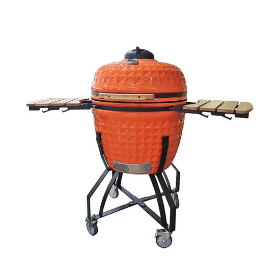 Auplex 26 Inch Outdoor Ceramic Egg BBQ Grill with Steel Kamado Design, Electronic Ignition, Pellets, and Charcoal