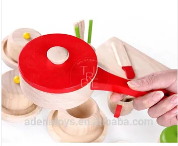 birthday gift 100% green paint wood pretend toys kids pretend kitchen play toys tableware dinnerware