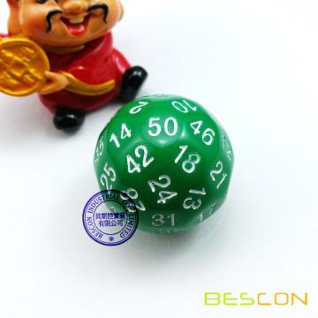 Dados poliédricos de bescon dados de juego de 50 lados, d50 die, dados d50, dados de 50 lados, cubo de 50 lados de color verde