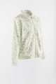 jaket bulu palsu putih dengan manset elastis