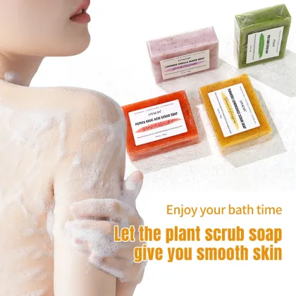 Private Label Glowing Smooth Skin Papaya Lavender Rose Oat Deep Cleansing Body Scrub Handmade Soap