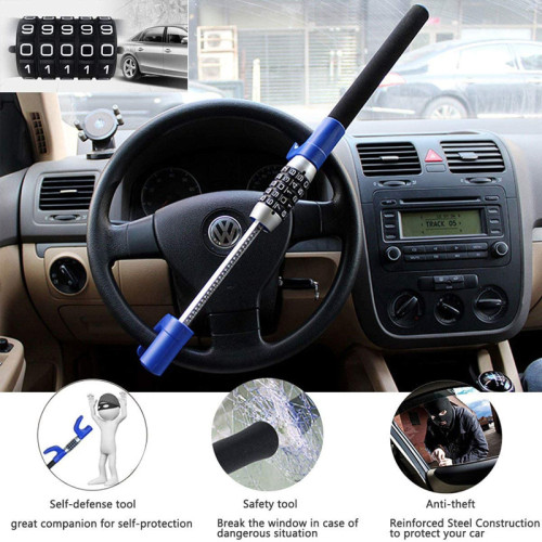 Adjustable retractable steering wheel combination lock