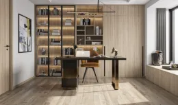 Custom Bookshelves with Glass Doors for Living Spaces