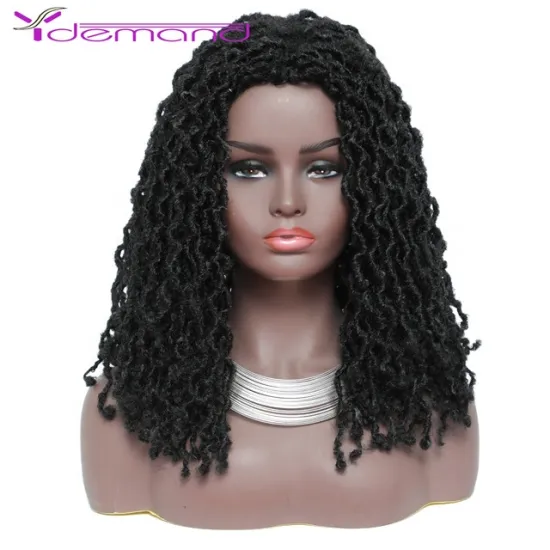 Wholesale Cheap For Black Women Faux Gypsy Locs Dreadlock Ombre Curly Wavy Twist Braiding Hair Extensions Synthetic Hair Wigs