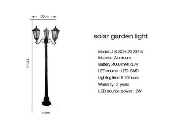 Solar street Post 3 Heads led lamp Lights
