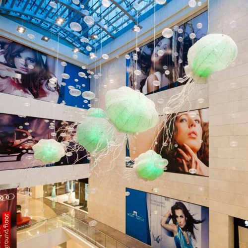 Multicoloured shopping mall suspended pendant light