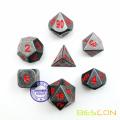 Metallic 7pcs DUNGEONS UND DRAGONS Würfel Set, Metall RPG Spiel Würfel mit roten Zahlen, Metallic 7pcs Polyhedral Dice Set